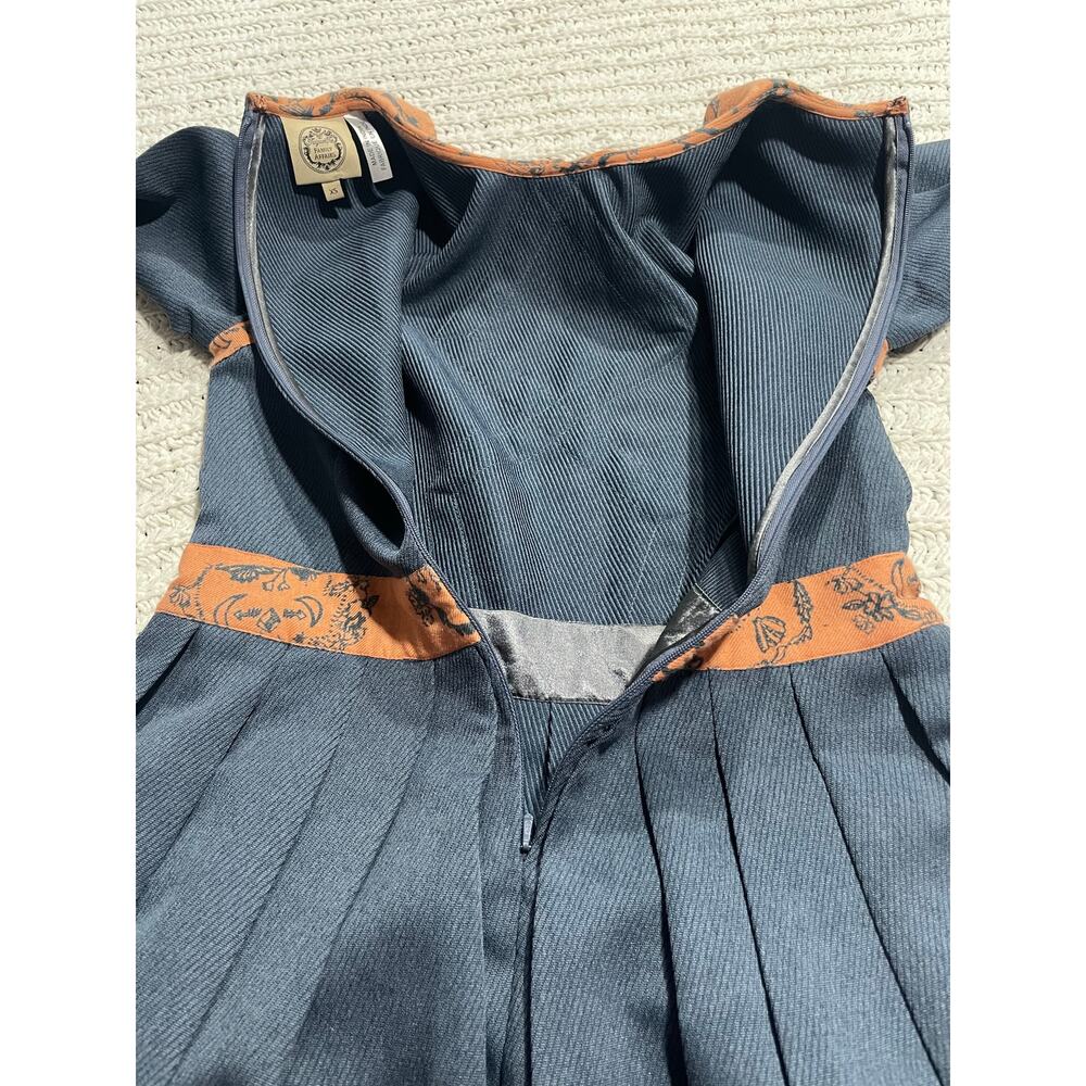 Family Affairs Maeve Dress Womens XS Long Sleeve Twill Blue Fit N Flare MSRP$376 - Picture 9 of 13